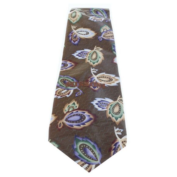 Missoni U1452 Brown/Blue Chinoiserie 100% Silk Tie - Picture 3 of 4